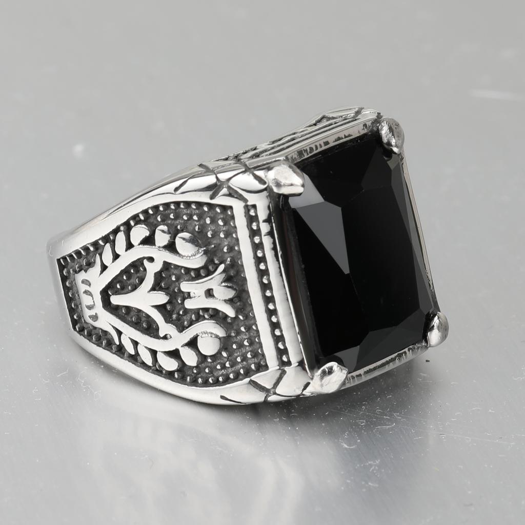 Модное мужское кольцо из нержавеющей стали в стиле ретро с геометрическим рисунком, мужские ювелирные изделия с кристаллами, подарок высокого качества для парня