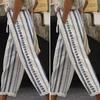 Women Harem Pants Elastic Waist Drawstring Geometric Pattern Beach Trousers with Pockets Loose Fit Thin Casual Pants