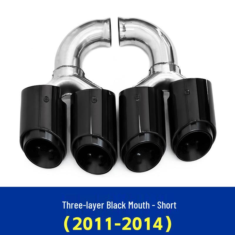 Порше Кайен (2011-2014 гг.) Черные насадки на глушитель GTS с четырьмя выхлопами для модификации труб