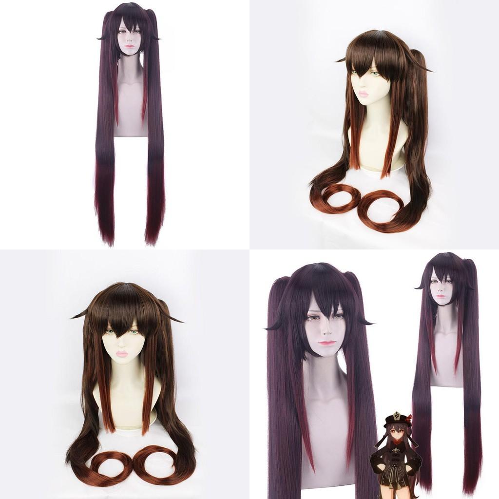 Adjustable Head Size Genshin Impact Hutao Cosplay Wig For Halloween Carnival Comic Con Props