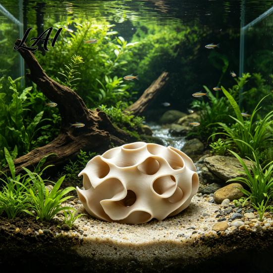 Small Fish Tank Ornament 3D Print Sphere Hollow Hideout Aquarium Shrimp Breeding Cave Aquatic Pet Shelter for Shrimp