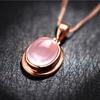 Women's Natural Hibiscus Stone Powder Crystal Necklace Silver Plated Item Jewelry Moon Heart Plated Pendant Women