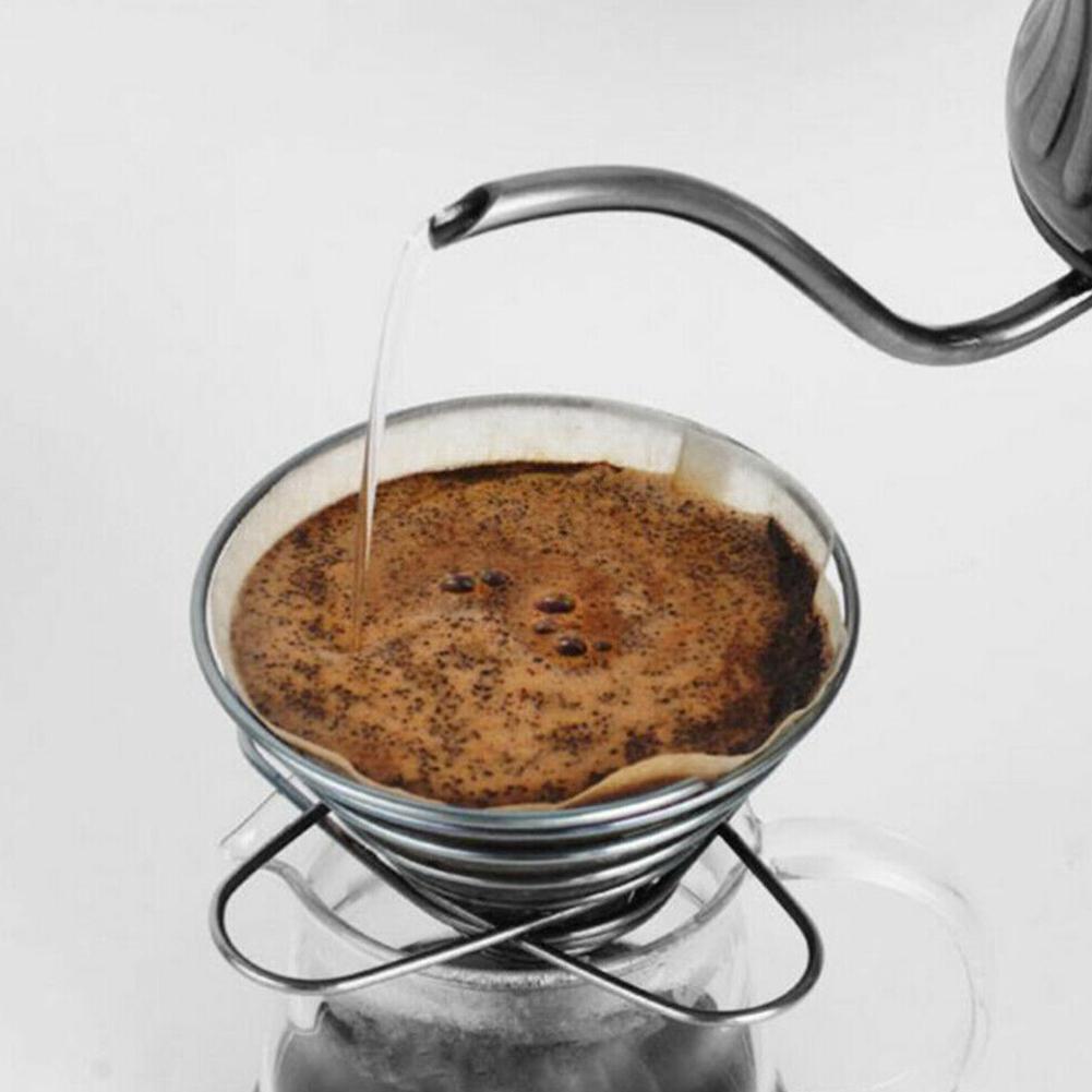 Foldable Coffee Filter Cup Spring Portable Mini Coffee Steel Bar Coffeeware Kitchen Dining Filt D6Z4