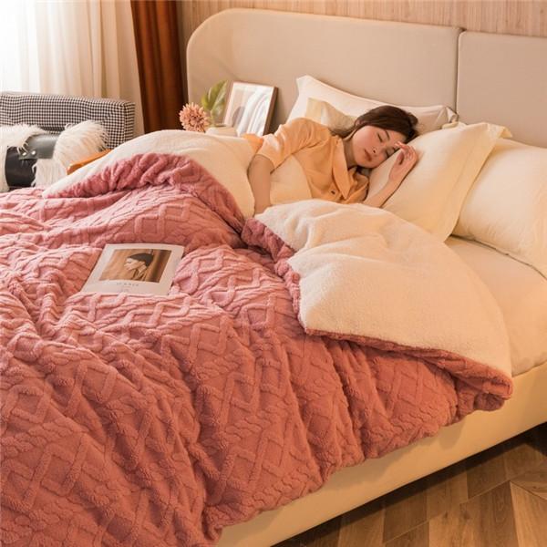 Fleece Plaid Blanket Thick Wool Blankets Duvet Cover Double Sided Sofa Bed Cover Soft Warm Winter Throw Bedspread Blanket Bedding