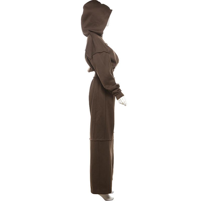 Women Casual Classic Solid Tracksuit Panelled Stripes Sporty Simple Hooded Zip Jacket Loose Wide Leg Pants Two Piece Sets