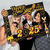 2025 Happy New Year Paper Glasses Photo Frame Balloon Christmas Paper Photo Booth Props Ornament New Year's Eve Party Decoration