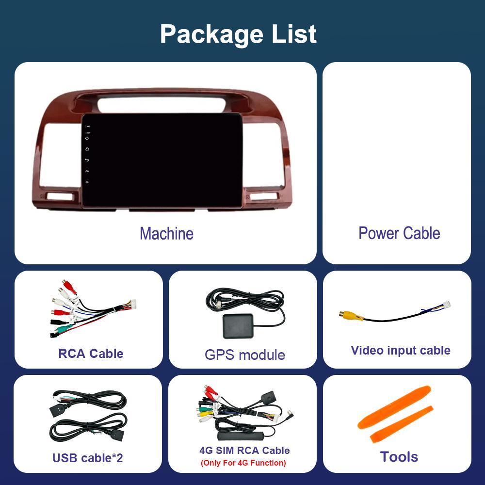 Автомобильный видео-мультимедийный проигрыватель Bluetooth для Toyota Camry 5 XV 30 2001 - 2006 WiFi Android 14 GPS Navi 2.5D экран Auto Tools