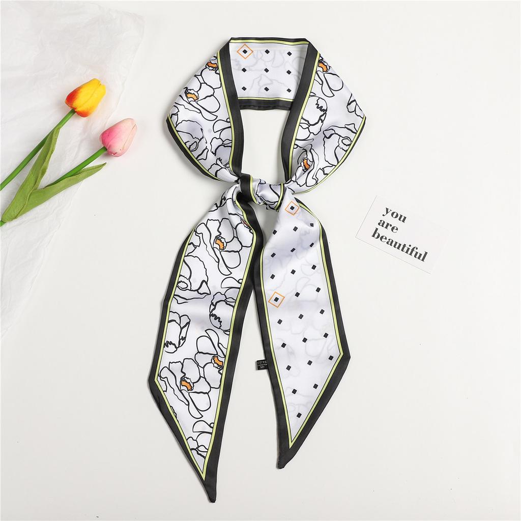 Silk Scarf, Long Strip, High-Feeling Headscarf, Headband, Hair Tie, Bag, Gift Streamer, Multi-Purpose Decorative Scarf, Belt, Silk Scarf.