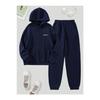 California Written Tracksuit Set Толстовка Jogger — Темно-синяя толстовка с капюшоном и завязками большого размера с принтом