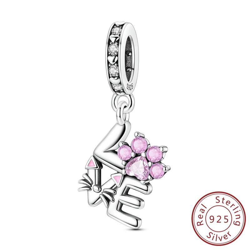 New Original Copper Charms Bead Luminous Rose Cat Planet Star Moon Pendant Fit Women Bracelet Necklace Jewelry Gift