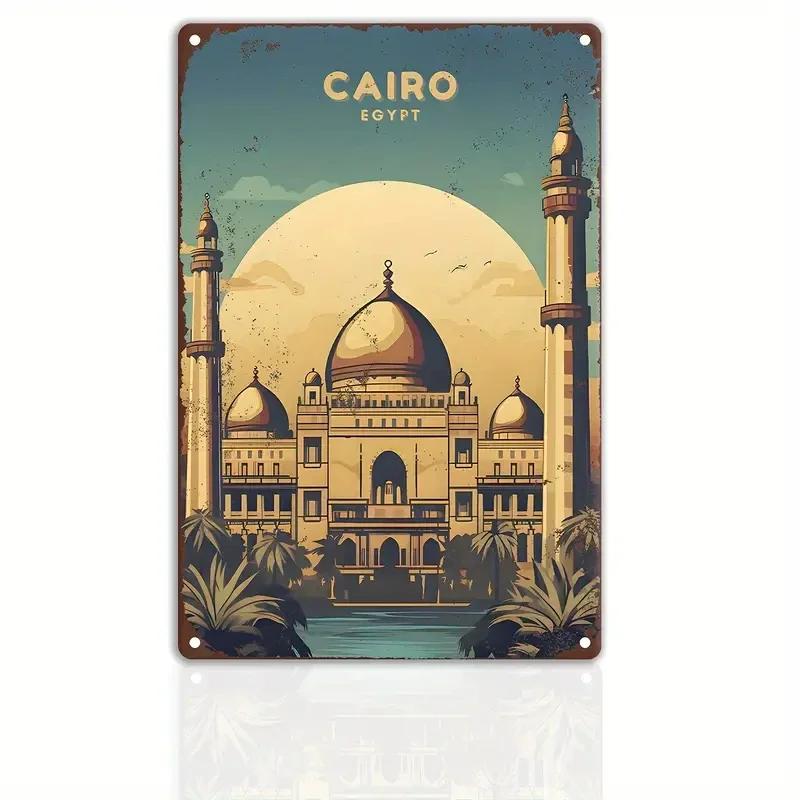 HD Tin Sign Vintage World Travel City Wall Decor Retro Rome Paris Dubai Miami Travel Poster Art Metal Tin Sign for Travel Love
