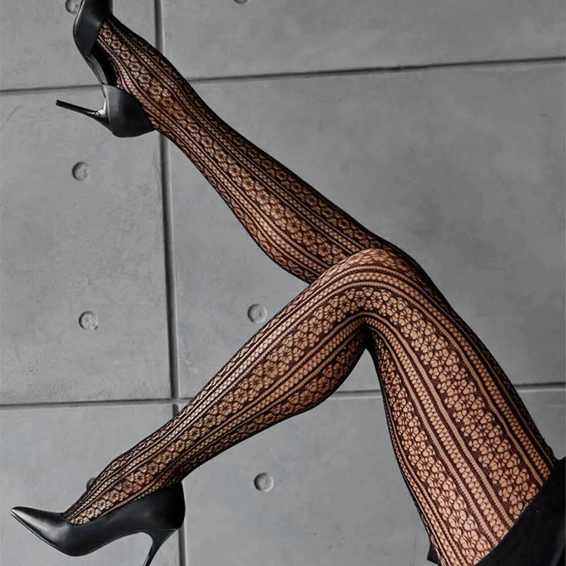 Lolita Girls Cross Print Fishnet Tights Lingeries Sexy  Women Hollow Out Pantyhose Y2K Pants Gothic Fashion Body Stockings