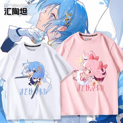 Аниме Puella Magi Madoka Magica Печатная Футболка для Женщин Хлопковая Короткий Рукав Летние Топы Повседневная Женская Одежда Ежедневный Наряд