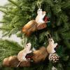 Foam Squirrel Ornament 3D Artificial Squirrel Figurine with Pine Cones Berries Cute Fake Animal Christmas Tree Hanging Decoration for Winter