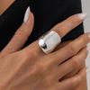 SHIXIN Punk Minimalist Smooth Metal Silver Color Rings Women New Fashion Creative Geometric Finger Ring Birthday Party Jewelry