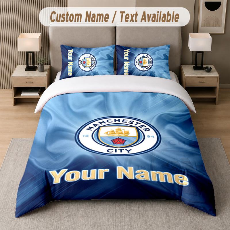 Manchester City Design Bedding Set Custom Text 1 Duvet Cover & 2 Pillow Cases