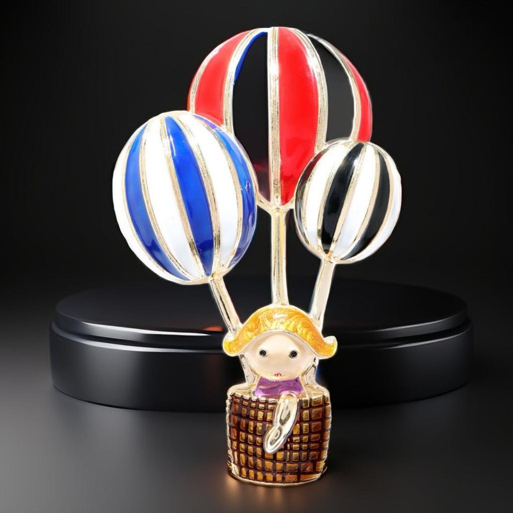 Cartoon Hot Air Balloon Brooch With Little Girl Lightweight Alloy Pin Decorative Accessories For Jackets Bags Hats