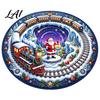 Christmas Floor Mat for Holiday Decor Vortex Optical Rug Round 3D Illusion Area Santa Snowman