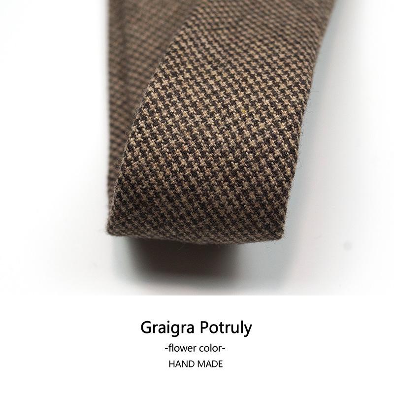 Wool Tie Men'S Coffee Green Woolen 6Cm Tie Vintage Scottish Duffel Men'S Tie