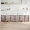 6 Piece Foldable Dog Gate with Door Brown Oak Finish 300 cm Pine Wood