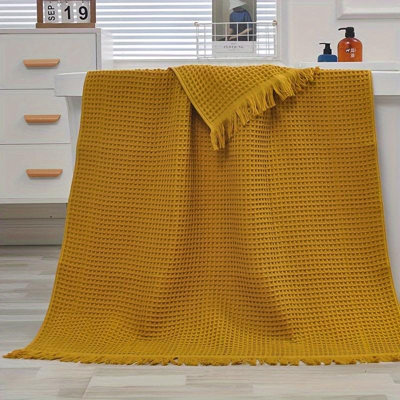 1pc of Pure Cotton Oversized Bath Towel, Soft Multi Color Tassel Beach Towel, Shawl Waffle Weave, Adult  Honeycomb Bath Towel, Blanket Nap Mat