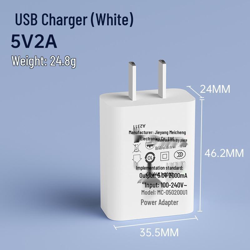 USB-адаптер питания, сертифицированный 3C: Мобильное зарядное устройство 5V2A и 5V1A для универсальных устройств
