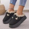 Winter Women's Boken Shoes Plush Fashion Retro Bean Shoes Cotton Flat Sole Slippers Platform Women Boots