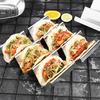 Stainless Steel Taco Holder Stand Reversible Holds 3 or 2 Tortillas Stackable Rack for Easy Storage Triangular Interior Prevents Spills Non-Stick