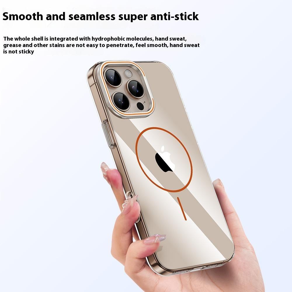 For iPhone 16 Pro Max Case Compatible with MagSafe Lens Frame Kickstand Clear PC Phone Cover
