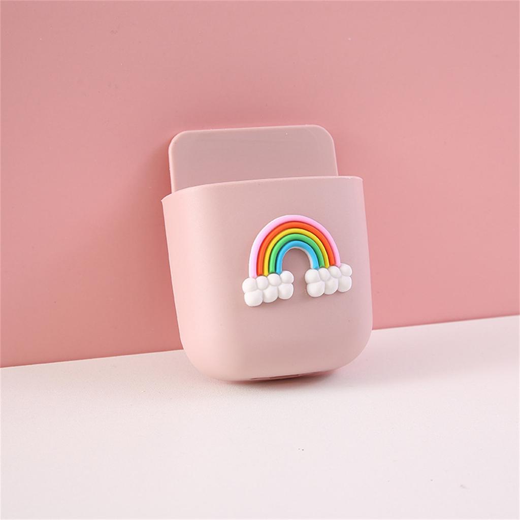 Wall Mounted Storage Box Remote Control Organizer Mobile Phone Plug Holder Rack