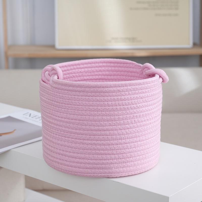 Нордическая плетеная корзина для хранения закусок и игрушек из хлопкового каната с ручкой