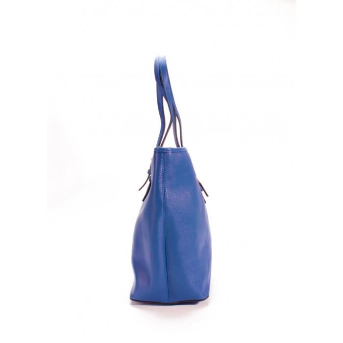 Sac cabas - Thierry Mugler - Eclat 5 - Bleu - Imitation cuir Saffiano - Grainé