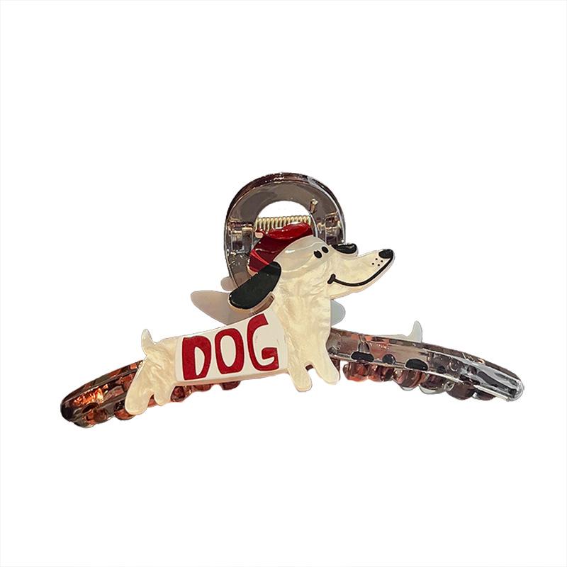 Adorable Large Puppy Claw Hair Clip for Women - 2024 Transparent Grey Shark Clip with Advanced Sense and Stylish Temperament.