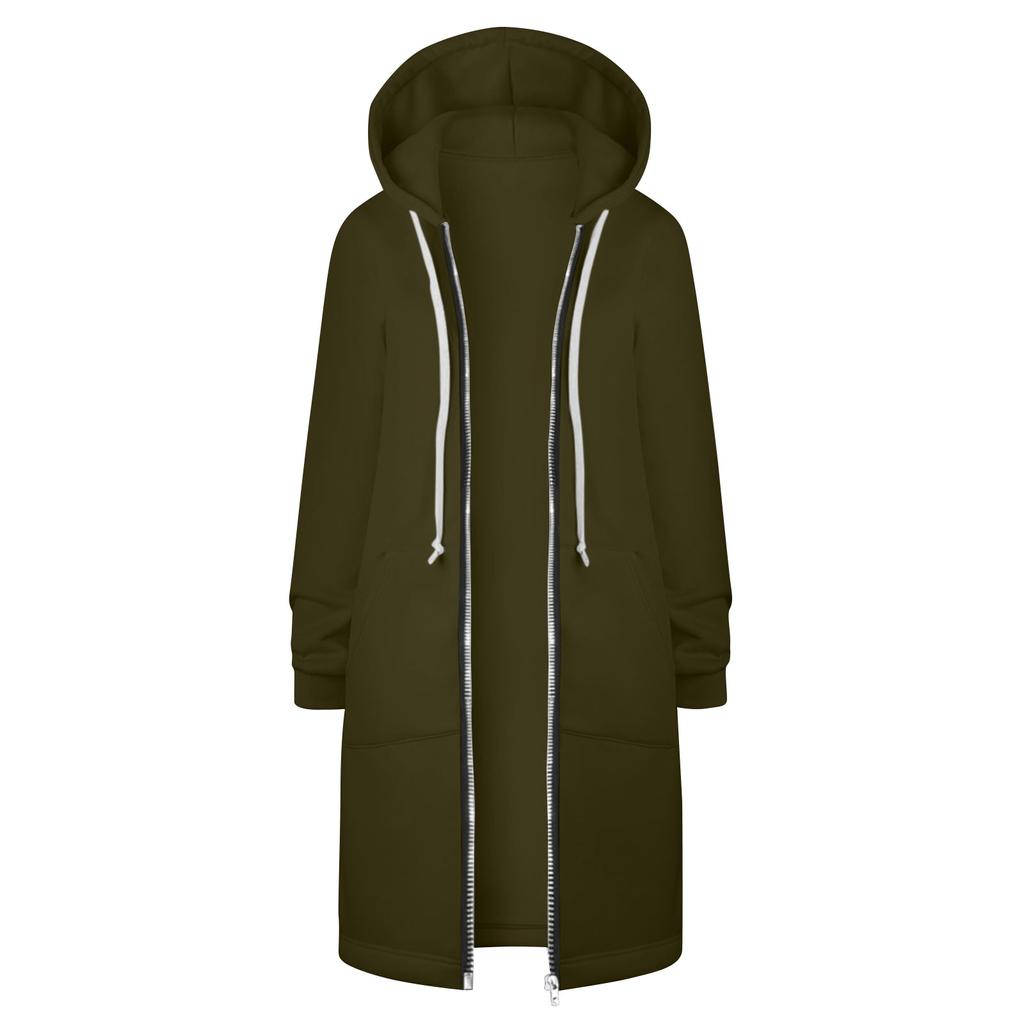 Женские повседневные толстовки на молнии, длинная толстовка-туника, зимняя ветрозащитная куртка с капюшоном на шнурке, верхняя одежда с карманами
