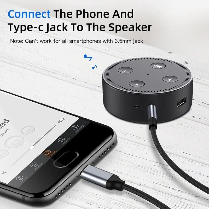 USB C на 3,5 мм Jack AUX Аудио Кабель Автомобильный Динамик HiFi Наушники Гарнитура Адаптер Для iPhone 16 Pro Samsung Xiaomi Huawei Google