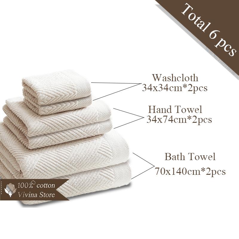 6 Pieces Pure Cotton Bath Towel Set For Adults Soft Geometric Face Towel For Facial Towels Bathroom Set Luxury Washcloth Terry