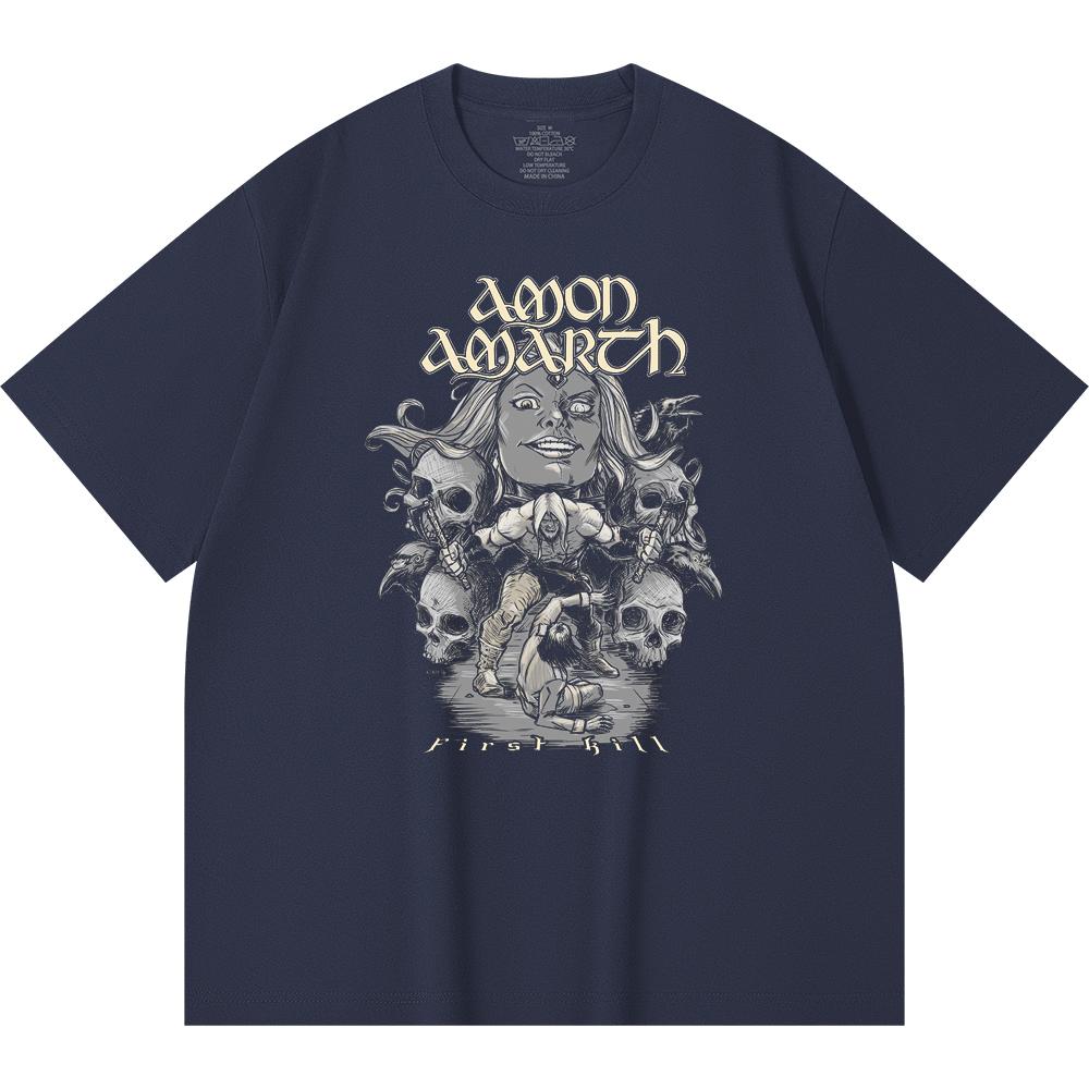 Хлопковая футболка плотностью 230 г/м² 100% Хлопок Heavy Metal Футболка с принтом рок-группы Популярная музыка Унисекс Тяжелая хлопковая футболка