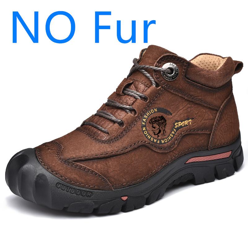 High Quality New Outdoor Men's Boots Snow Boots Men Genuine Leather Casual Shoes Men Travel Climbing Hiking Warm Winter Boots