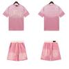 Mens Casual Set Cotton Short Sleeve Tee Shorts Streetwear College Style Embroidered IRI Patch