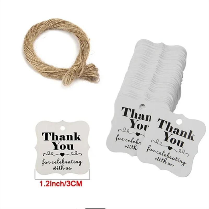 Бирка 100 шт. + 20 метров веревки, самоподвешивающаяся бирка ручной работы. Спасибо, что празднуете с нами.. Теги Подарочная выпечка, Упаковка Декор