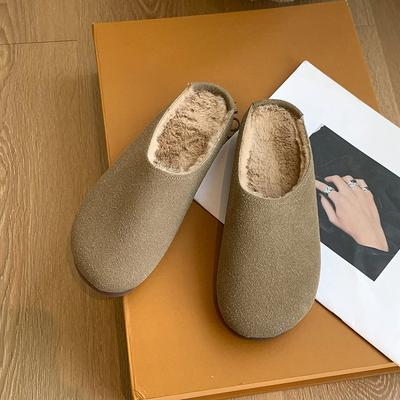 2024 женские тапочки с закрытым носком, сабо, тапочки, осень, новые винтажные однотонные туфли на плоской подошве для женщин с открытой спиной