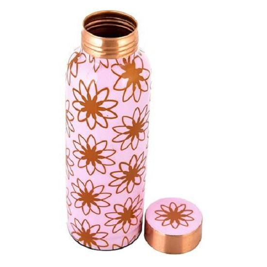 Copper Water Bottle 750 ML With Anti Oxidant Properties | Diwali Gifts for Family and Friends 100% Copper Water Bottle (Peach, 750 Ml)