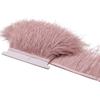 4-6 Inch Leather Pink Ostrich Feather Trim Fringe 2 5 10 Meters/Lot Natural Ostrich Feathers Trimming Selvage Bride Dress Decor