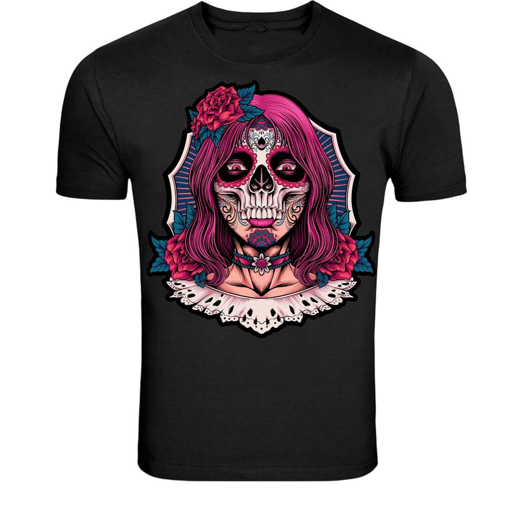 Sugar Skull Girl T-Shirt - Dia De Los Muertos Woman Graphic Tee