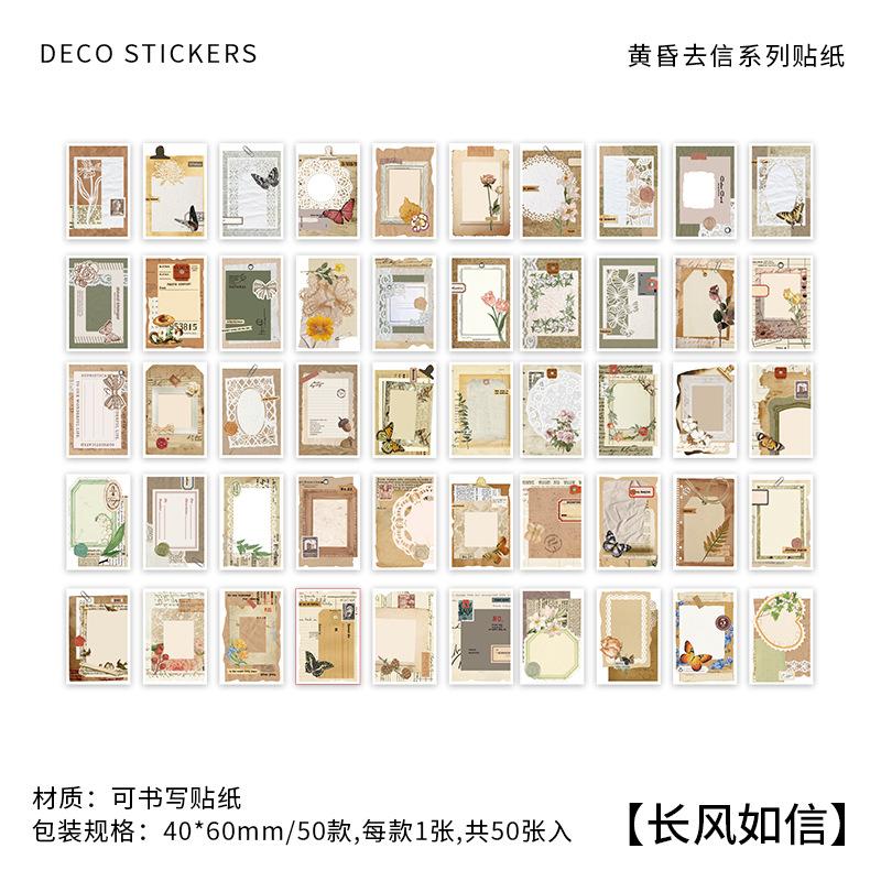 50Pcs Aesthetic Vintage Collage Stickers Book Retro Decorative Paper Stickers For DIY Scrapbooking Journal