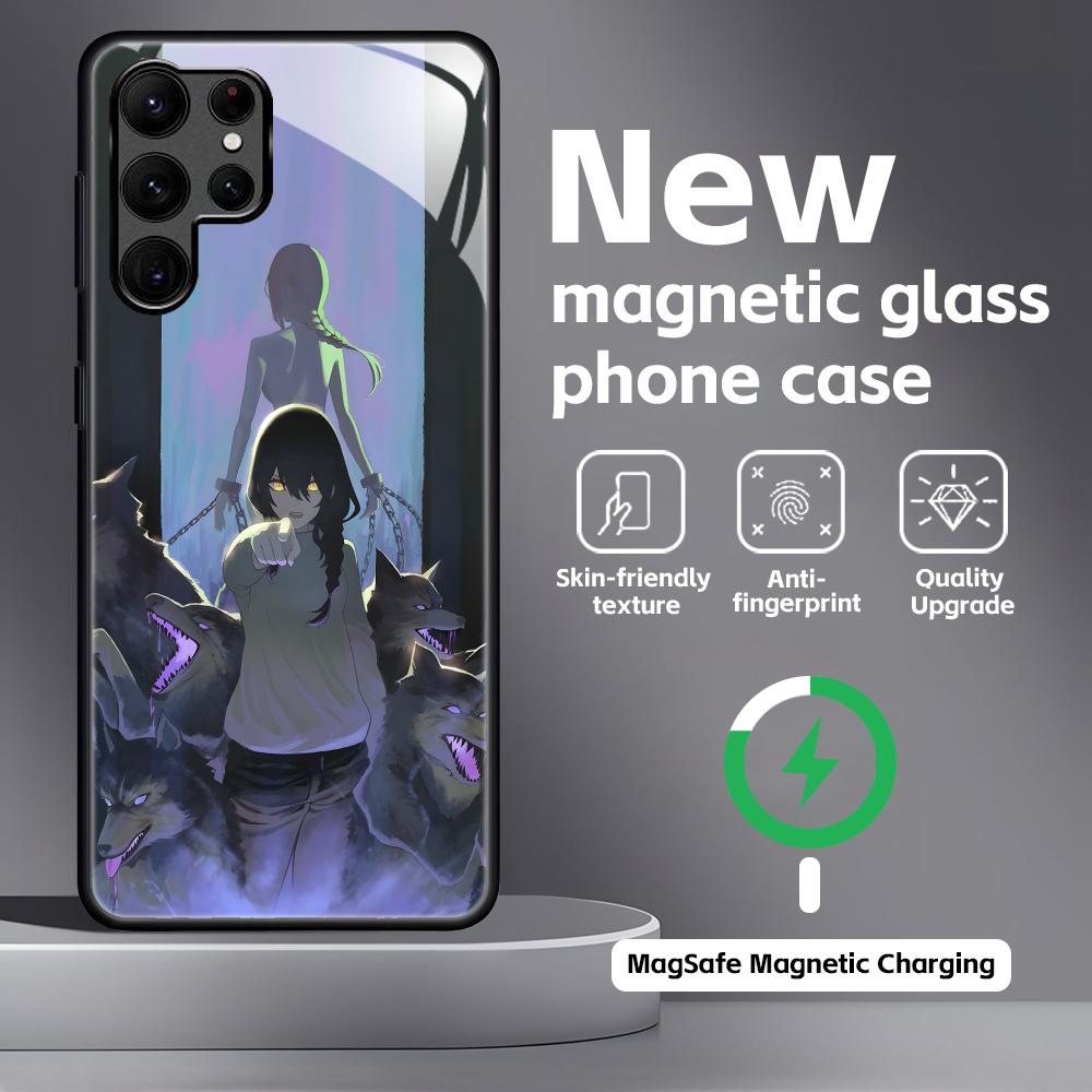 Anime Chainsaw Man Phone Case For Samsung S25 S24 S23 S22 S21 S20 Plus Ultra Note20 Glass Magnetic Case