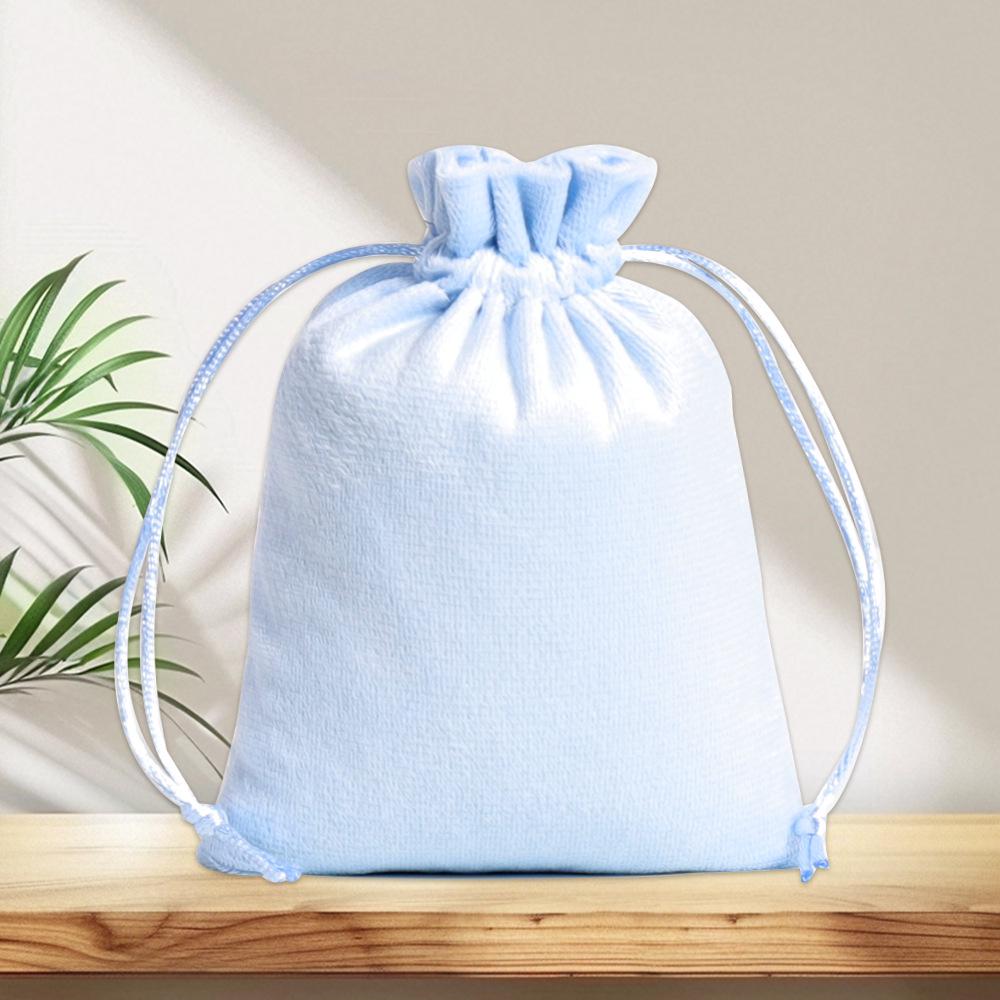 Custom Black Velvet Jewelry Storage Flannel Drawstring Bag