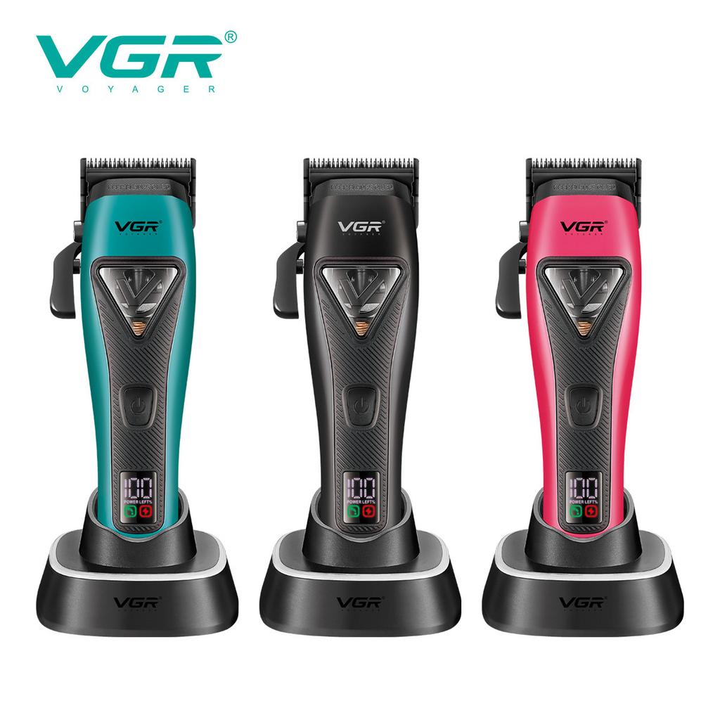 VGR V-035C Машинка для стрижки волос Профессиональная машинка для стрижки волос Бесщеточный двигатель для стрижки волос Парикмахерская машинка для стрижки волос для мужчин со светодиодным интеллектуальным цифровым дисплеем