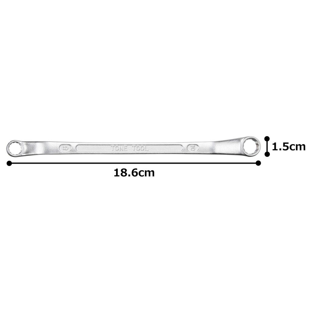 TONE Long Box Wrench Width Across Flats 8 X 10 Mm (45°) M45-0810