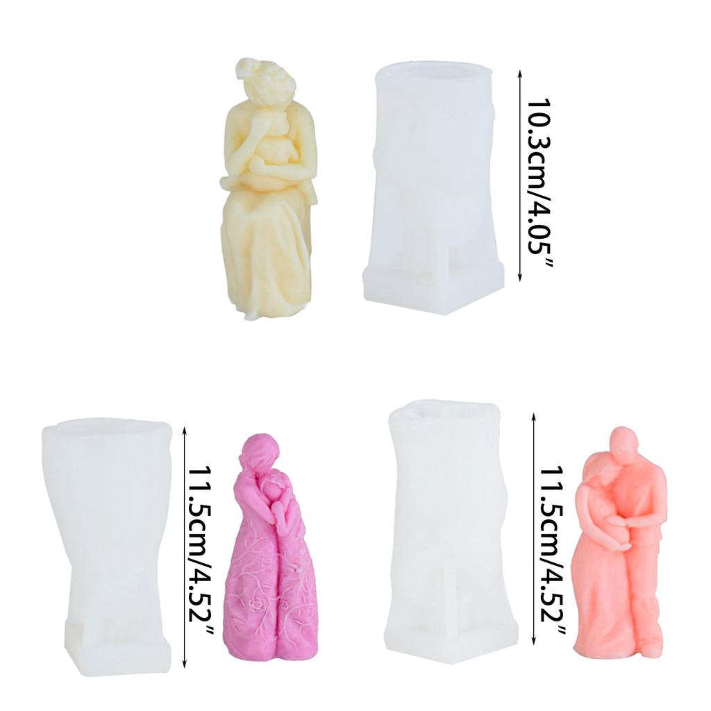 Families Scalpture Candle Mold for DIY Candle Gypsum Ornaments Christmas Gift Home Decor Epoxy Resin Casting Mold